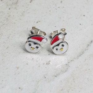 925 Sterling Silver Christmas Penguin Earrings